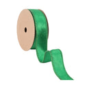 1" Wired Shimmer Satin Ribbon | Green with Green Backing | 10 Yard Roll