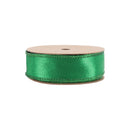 1" Wired Shimmer Satin Ribbon | Green with Green Backing | 10 Yard Roll