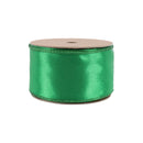 2 1/2" Wired Shimmer Satin Ribbon | Green with Green Backing | 10 Yard Roll