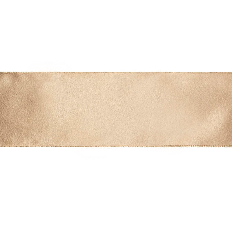 4" Wired Shimmer Satin | Gold with Gold Backing | 10 Yard Roll