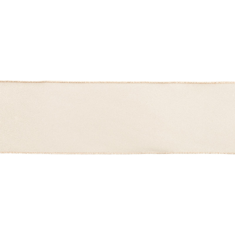 4" Wired Shimmer Satin | Champagne with Champagne Backing | 10 Yard Roll
