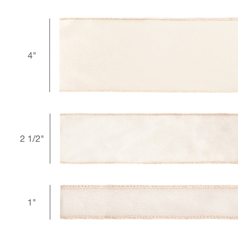 4" Wired Shimmer Satin | Champagne with Champagne Backing | 10 Yard Roll
