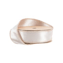 1" Wired Shimmer Satin Ribbon | Champagne with Champagne Backing | 10 Yard Roll