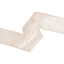 2 1/2" Wired Shimmer Satin Ribbon | Champagne with Champagne Backing | 10 Yard Roll