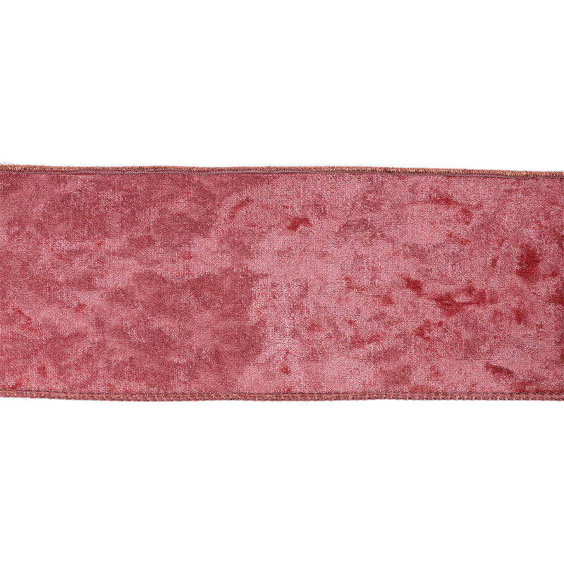 4" Reversible Frosted Velvet Wired Ribbon | Rose/Rose | 10 Yard Roll