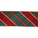 4" Wired Dupioni Ribbon | Red/Green/Gold Plaid Bias Cut w/ Double-Fused Gold Backing | 10 Yard Roll