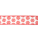 1 1/2" Wired Ribbon | All Over Peppermint on White Glitter | 10 Yard Roll