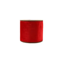 4" Wired Cozy Velvet Ribbon | Red w/ Double-Fused Metallic Red Dupioni | 10 Yard Roll