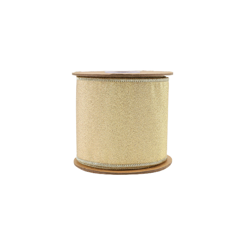 4" Wired Iridescent Ribbon | Gold Metallic Double-Fused Taffeta Backing | 10 Yard Roll