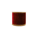 4" Wired Velvet Ribbon | Burgundy w/ Gold Tinsel Edge & Metallic Gold Backing | 5 Yard Roll