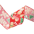 2 1/2" Wired Ribbon | Gingerbread Cookies and Candies on Red | 10 Yard Roll