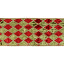 4" Wired Velvet Ribbon | Diamond Apple Green/Red/Gold Glitter | 5 Yard Roll