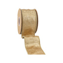 2 1/2" Wired Ribbon | Textured Gold Metallic Tissue Backing | 5 Yard Roll