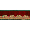 2 1/2 Wired Premium Velvet Ribbon | Gold Scallop Jewel Trim | 5 Yard Roll