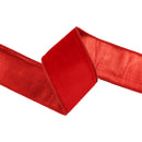 2 1/2 Wired Cozy Velvet Ribbon | Red w/ Double-Fused Metallic Red Dupioni | 10 Yard Roll