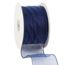 2 1/2" Wired Sheer Ribbon | Navy | 50 Yard Roll