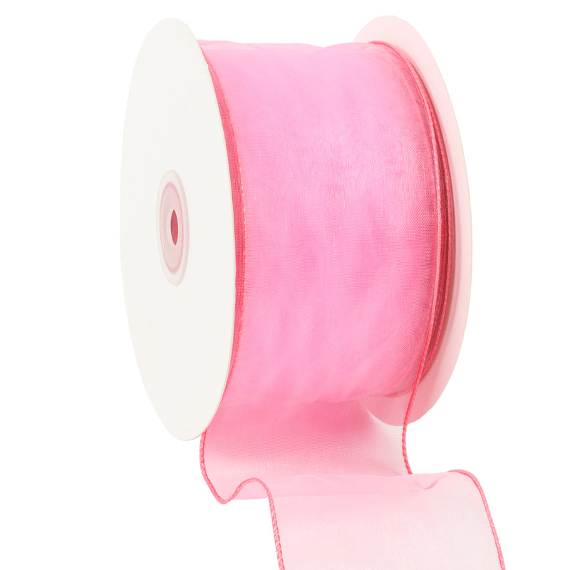 2 1/2" Wired Sheer Ribbon | Hot Pink | 50 Yard Roll