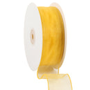 1 1/2" Wired Sheer Ribbon | Yellow | 50 Yard Roll