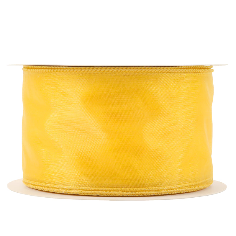 2 1/2" Wired Sheer Ribbon | Yellow | 50 Yard Roll