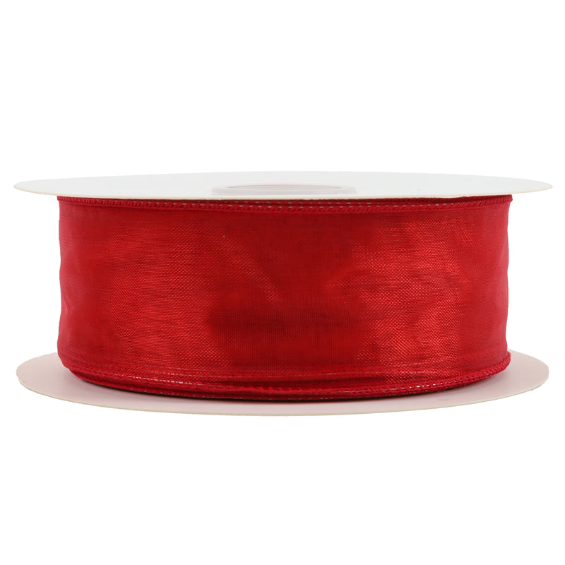 1 1/2" Wired Sheer Ribbon | Red | 50 Yard Roll