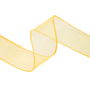 1 1/2" Wired Sheer Ribbon | Yellow | 50 Yard Roll