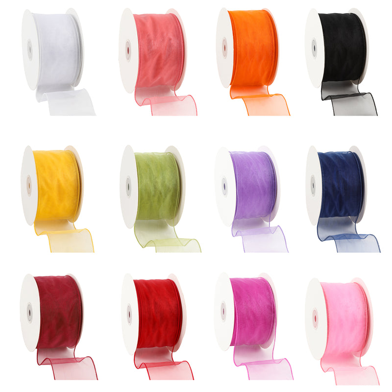 2 1/2" Wired Sheer Ribbon | Black | 50 Yard Roll