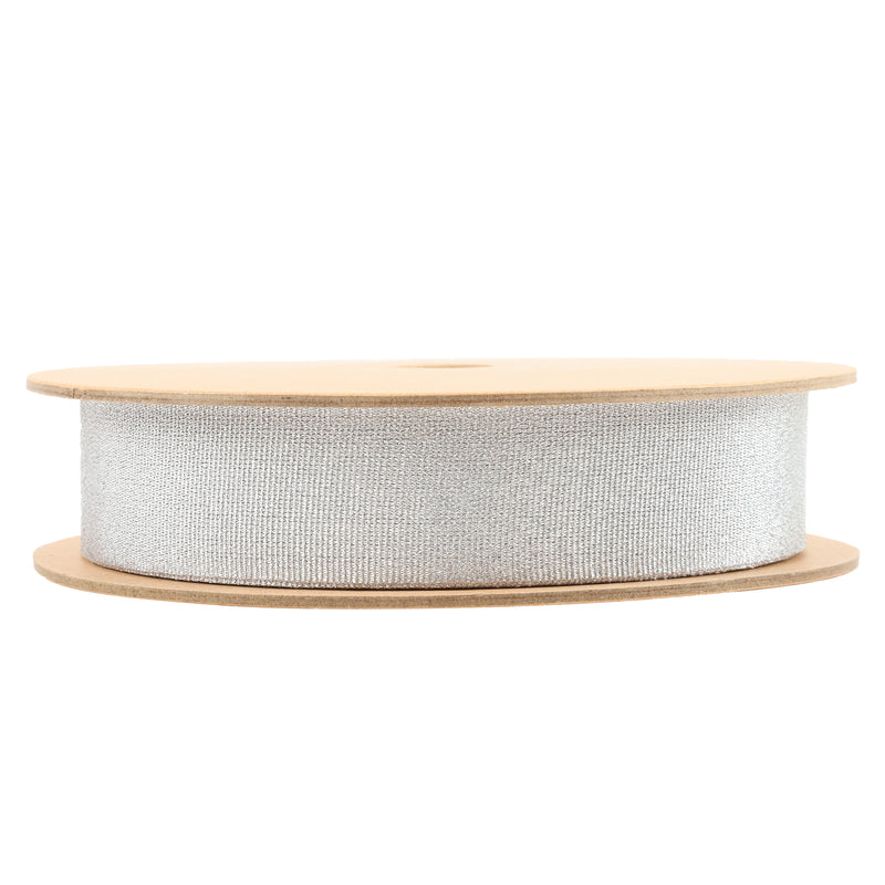 1" Metallic Grosgrain Ribbon | Pale Silver| 25yd Roll