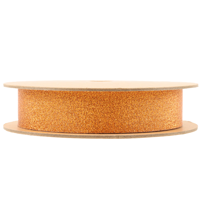 1" Metallic Grosgrain Ribbon | Orange | 25yd Roll