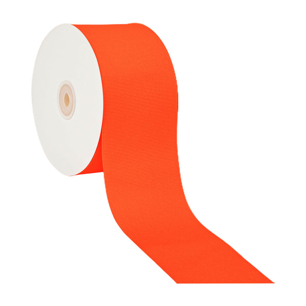 3" Textured Grosgrain Ribbon | Neon Orange (2511) | 50 Yard Roll