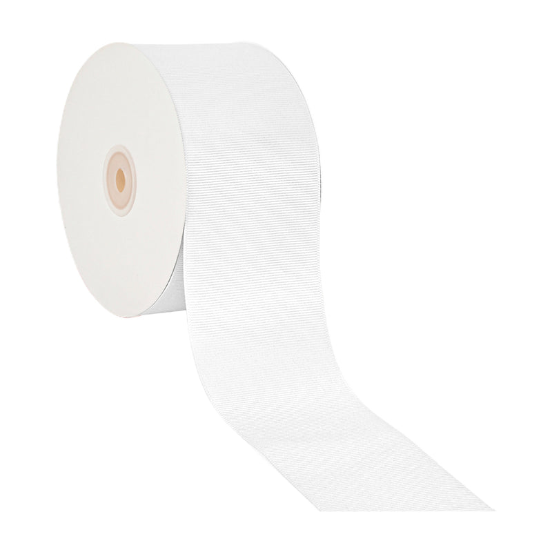 3" Textured Grosgrain Ribbon | White (029) | 50 Yard Roll