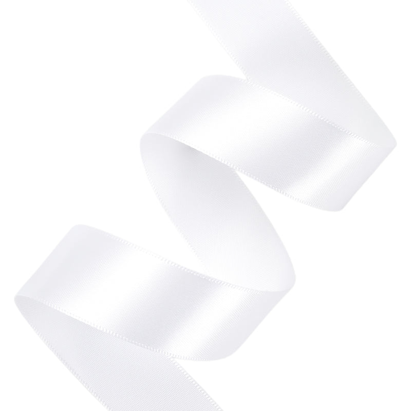 1" Double Face Satin Ribbon | White (029) | 50 Yard Roll