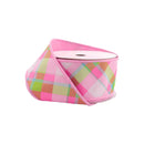 2 1/2" Wired Dupioni Ribbon | Bias Plaid Pink/White w/ Taffeta Fused Back | 10 Yard Roll