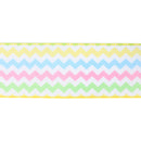 2 1/2" Wired Ribbon | White w/ Bright Ric Rac Green/Pink/Blue/Yellow | 10 Yard Roll