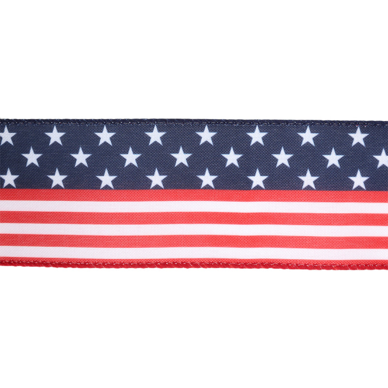 2 1/2 Wired Ribbon | Stars/Stripes Flag | 10 Yard Roll