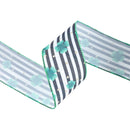 2 1/2 Wired Ribbon | Black/White Stripe Shamrock | 10 Yard Roll