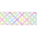 2 1/2 Wired Ribbon | White w/ Pastel Bias Plaid | 10 Yard Roll