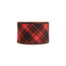 2 1/2" Wired Ribbon | Printed Red/Black Bias Plaid | 10 Yard Roll