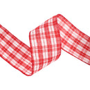 2 1/2 Wired Ribbon | Red/White Plaid Silver Thread | 10 Yard Roll