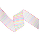 1 1/2" Wired Ribbon | Pastel Horizontal Stripe | 10 Yard Roll