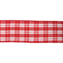 2 1/2 Wired Ribbon | Red/White Plaid Silver Thread | 10 Yard Roll