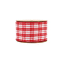 2 1/2 Wired Ribbon | Red/White Plaid Silver Thread | 10 Yard Roll