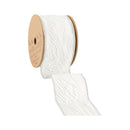 2 1/2" Wired Woven Agate Ribbon | White/Silver | 10 Yard Roll
