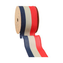 2 1/2 Wired Ribbon | Red/Natural/Blue Bunting Stripe | 10 Yard Roll