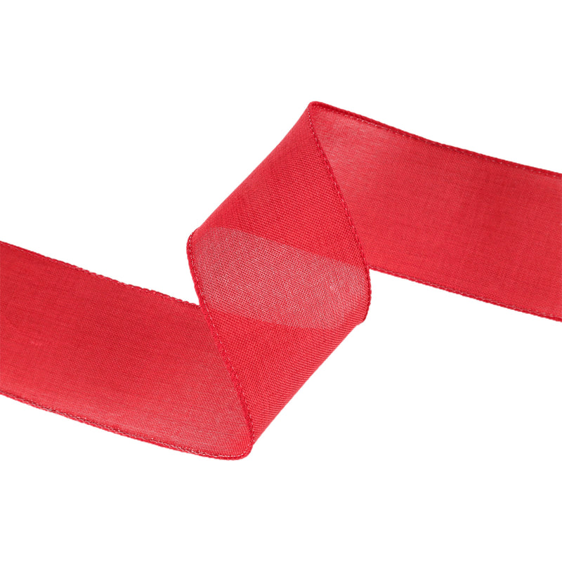 2 1/2 Wired Ribbon | Dark Red Linen | 10 Yard Roll