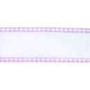 2 1/2" Wired Ribbon | White w/ Purple Gingham Edging | 10 Yard Roll