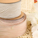 2 1/2" Wired Woven Agate Ribbon | White/Silver | 10 Yard Roll