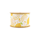 2 1/2" Wired Ribbon | Lemon Slice on White | 10 Yard Roll