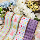 2 1/2 Wired Ribbon | White w/ Pastel Stripe | 10 Yard Roll