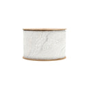 2 1/2" Wired Woven Agate Ribbon | White/Silver | 10 Yard Roll