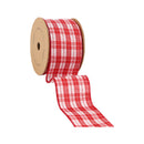 2 1/2 Wired Ribbon | Red/White Plaid Silver Thread | 10 Yard Roll